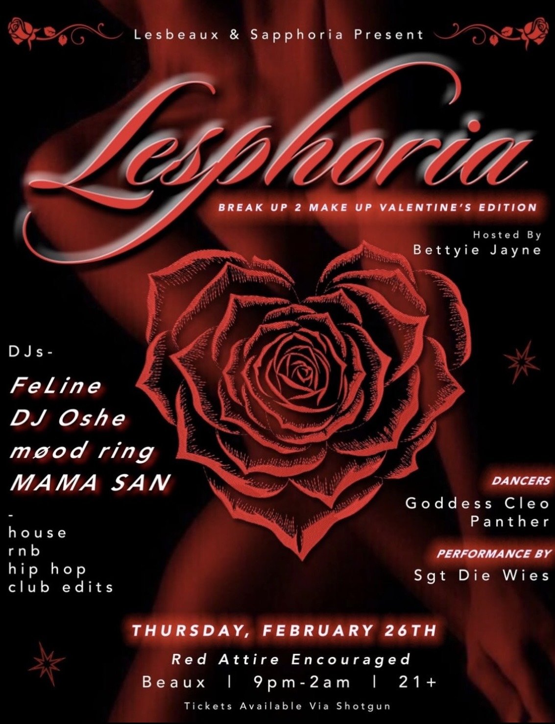 Thursday, February 26: LESPHORIA (A Sapphic Night)