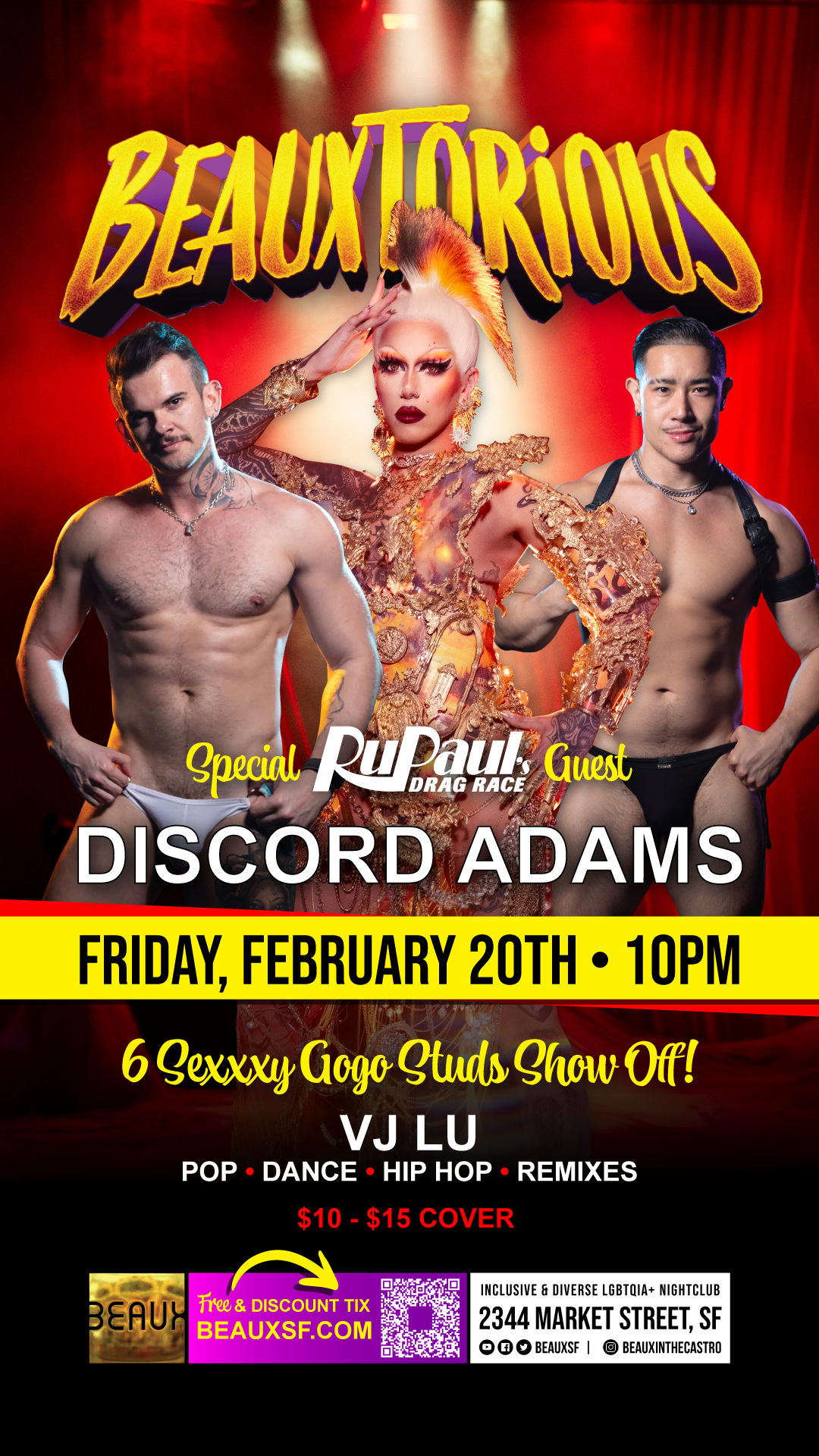 Friday, February 20: DISCORD ADAMS @ BEAUXTORIOUS (GoGo Extravaganza Dance Party)
