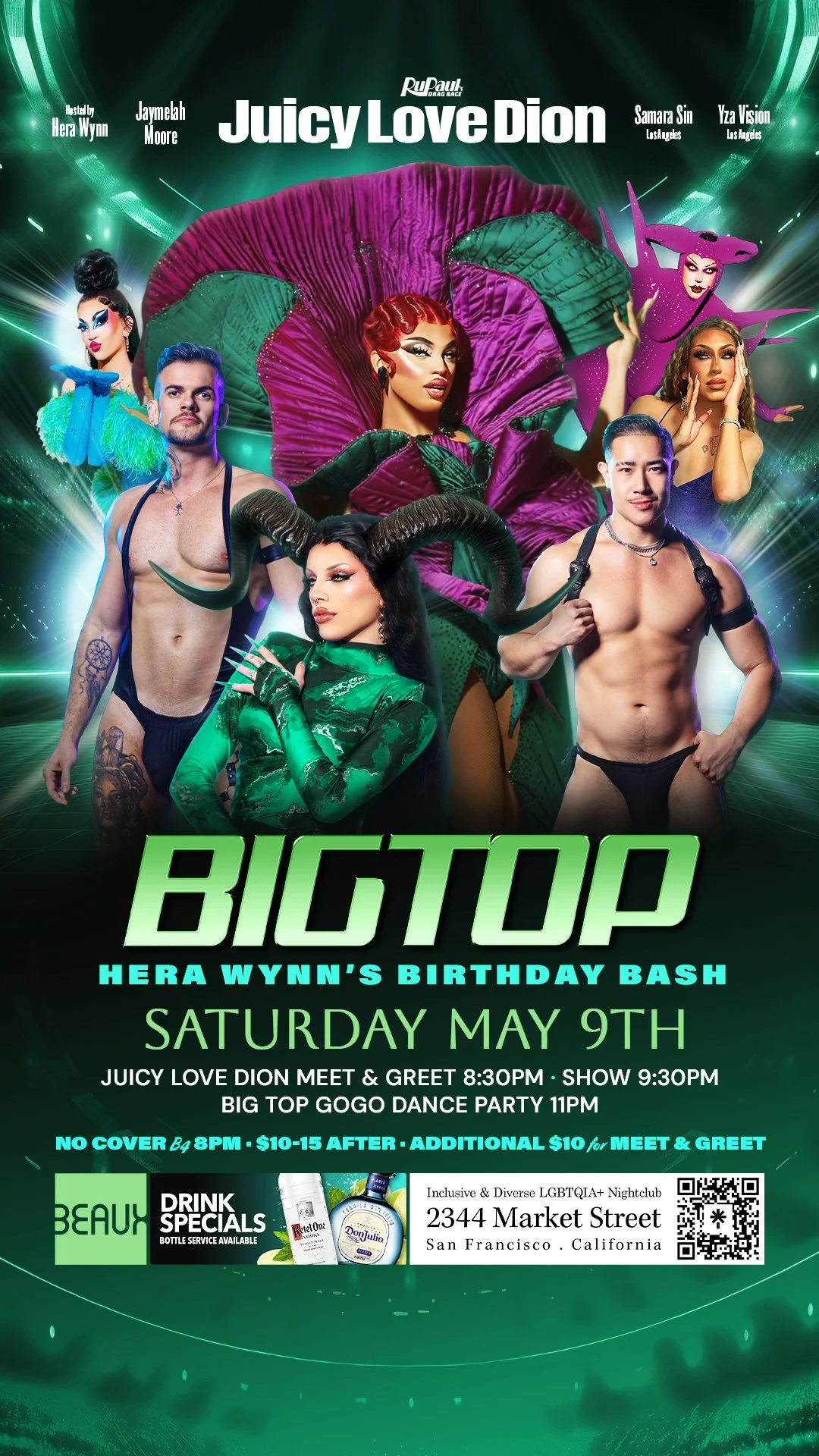 Saturday, May 9: JUICY LOVE DION @ Big Top Saturdays