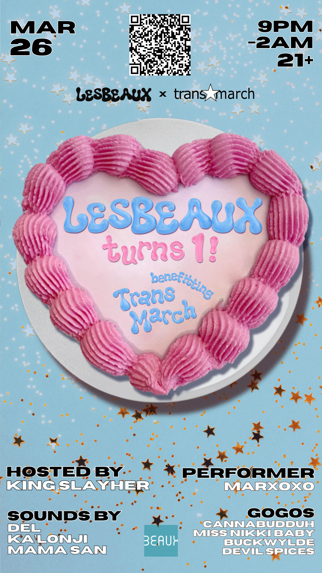 Thursday, March 26: LESBEAUX's 1 Year Anniversary! (A Sapphic Night)