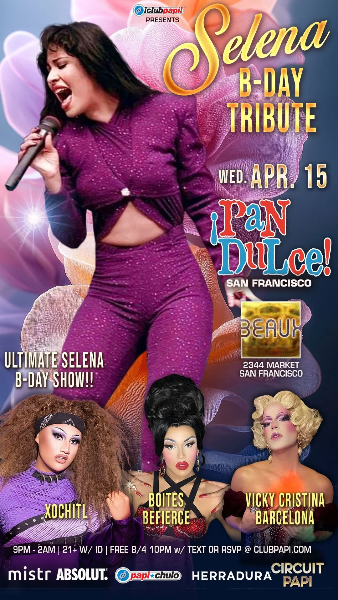Wednesday, April 15: Selena Bday Tribute @ Pan Dulce Wednesdays (Latin Night)