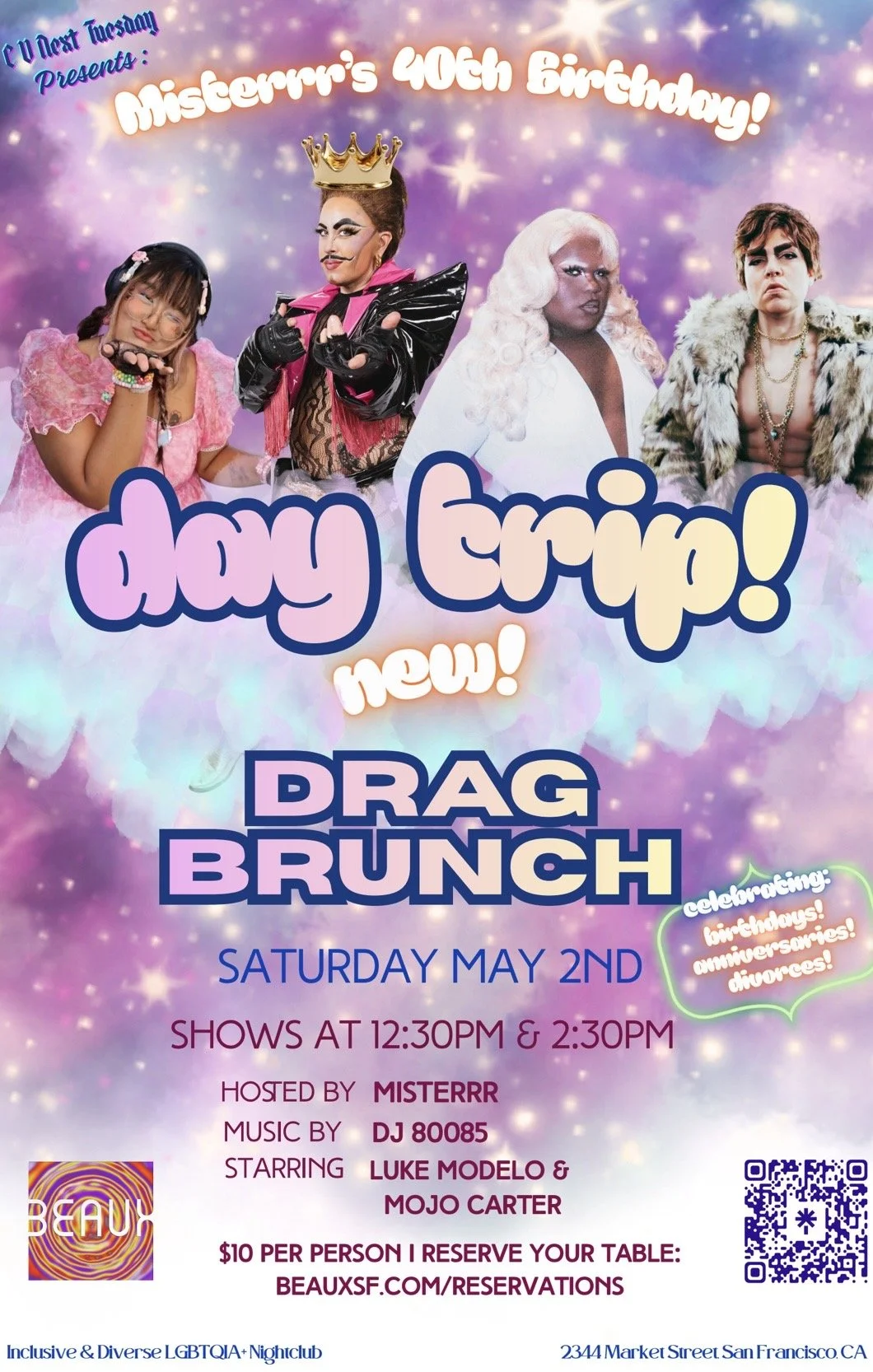 Saturday, May 2: DAY TRIP! Misterrr's Bday Bash (Drag Brunch)