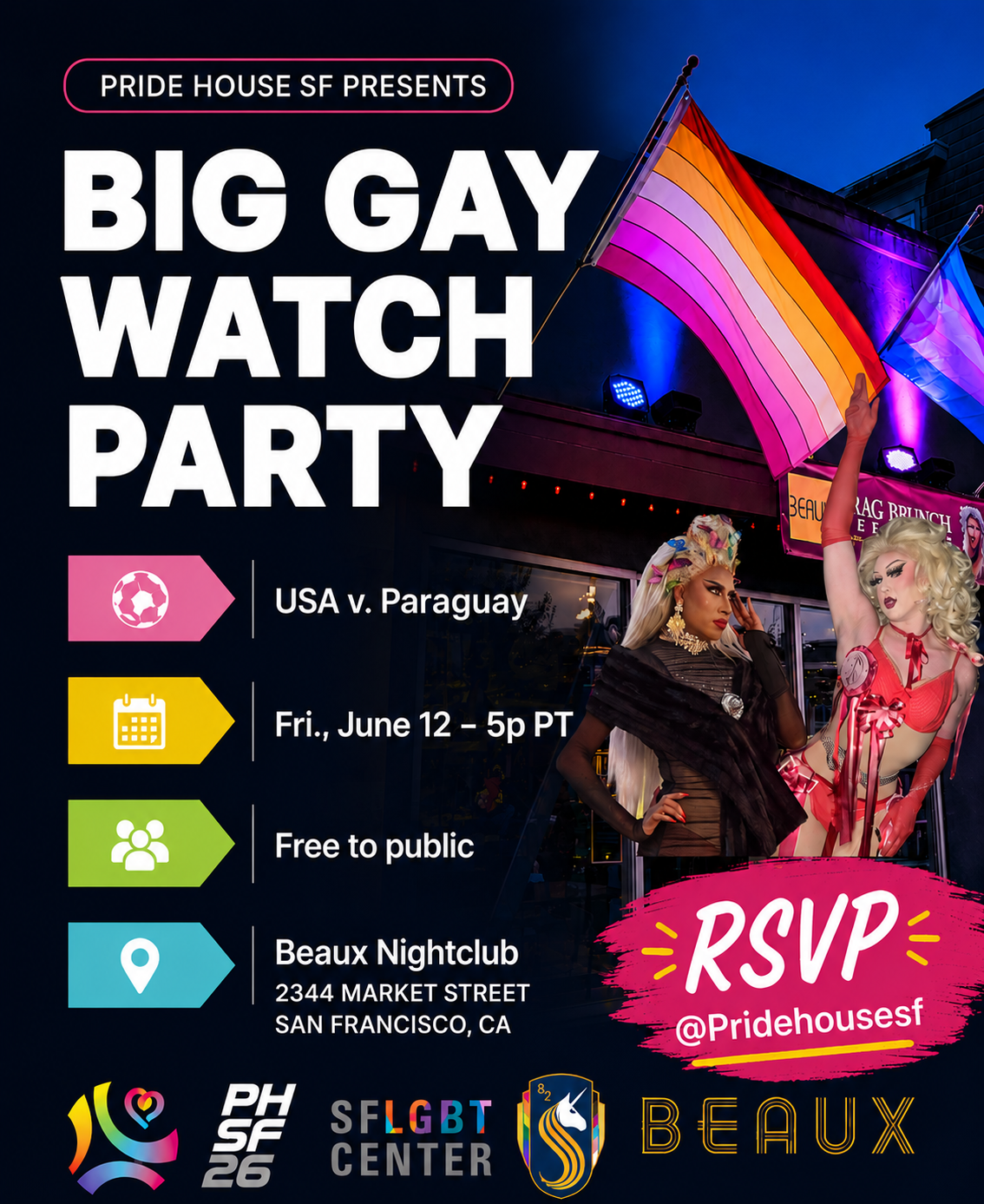 Friday, June 12: BIG GAY WATCH PARTY (USA vs Paraguay World Cup Viewing Party)