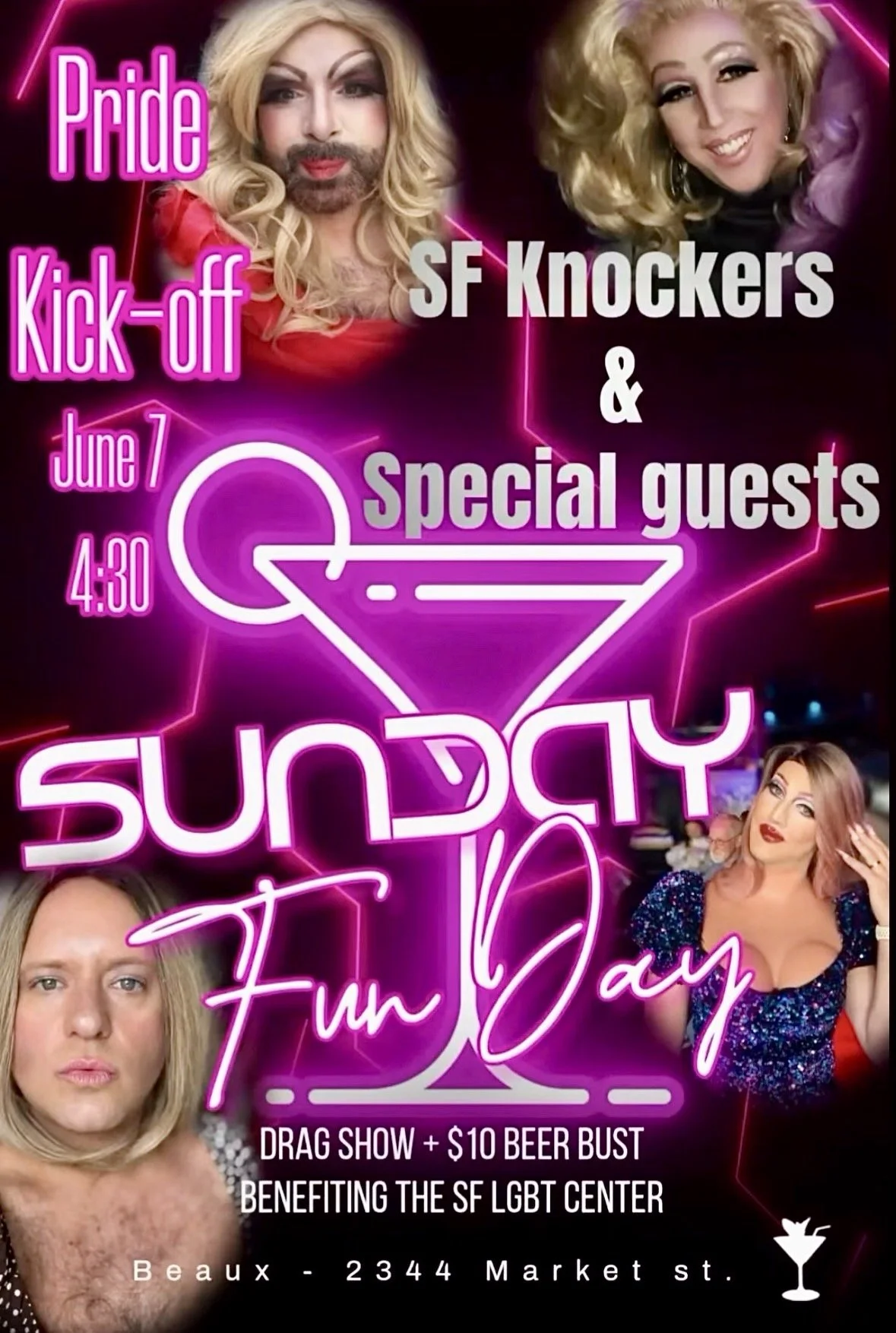 Sunday, June 7: SF Knockers Fundraiser Drag Show (Midday beer bust)