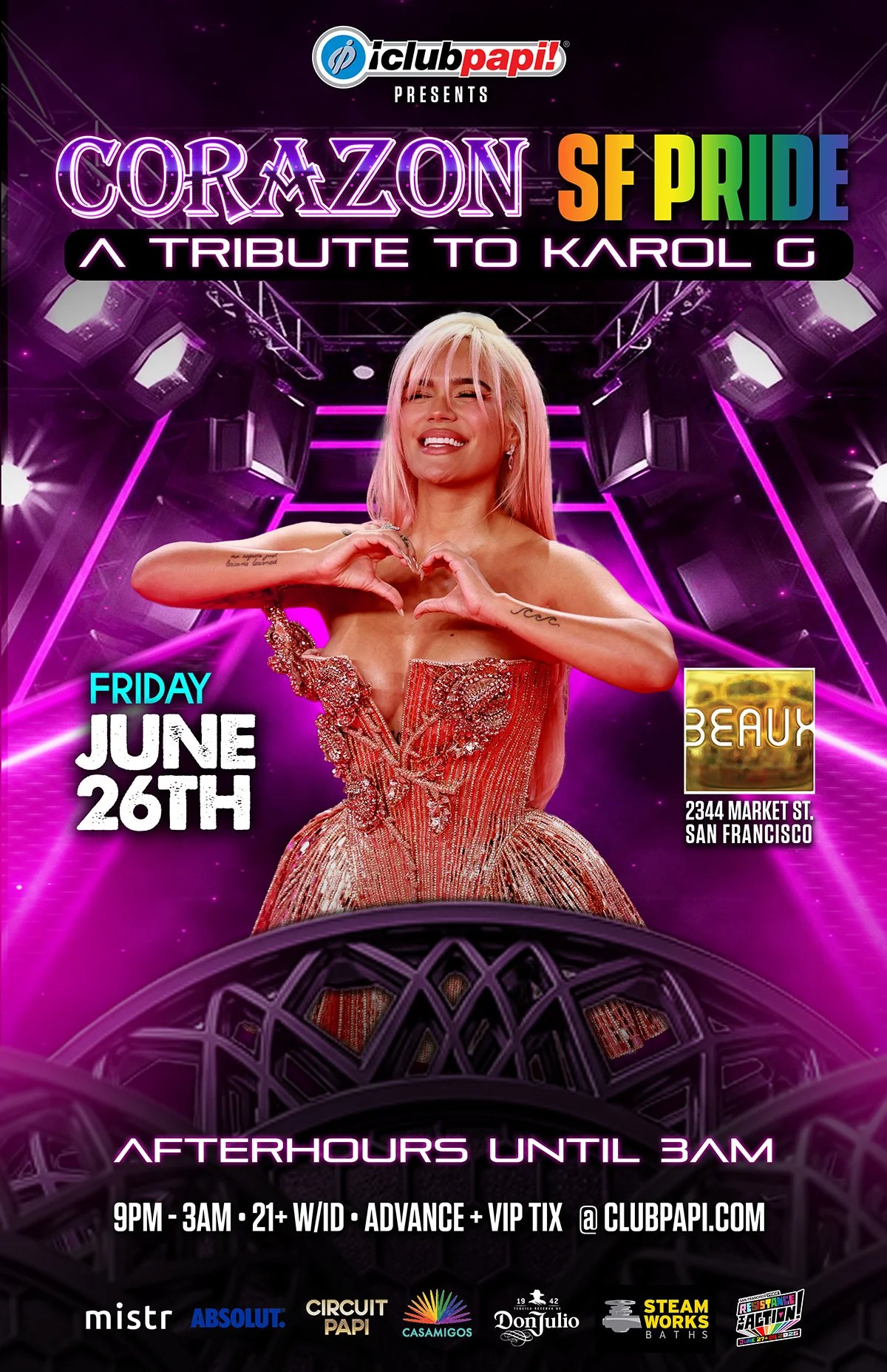 *PRIDE WEEKEND* Friday, June 26: Karol G Tribute Night @ Corazón (Latin Night, Open until 3am!)