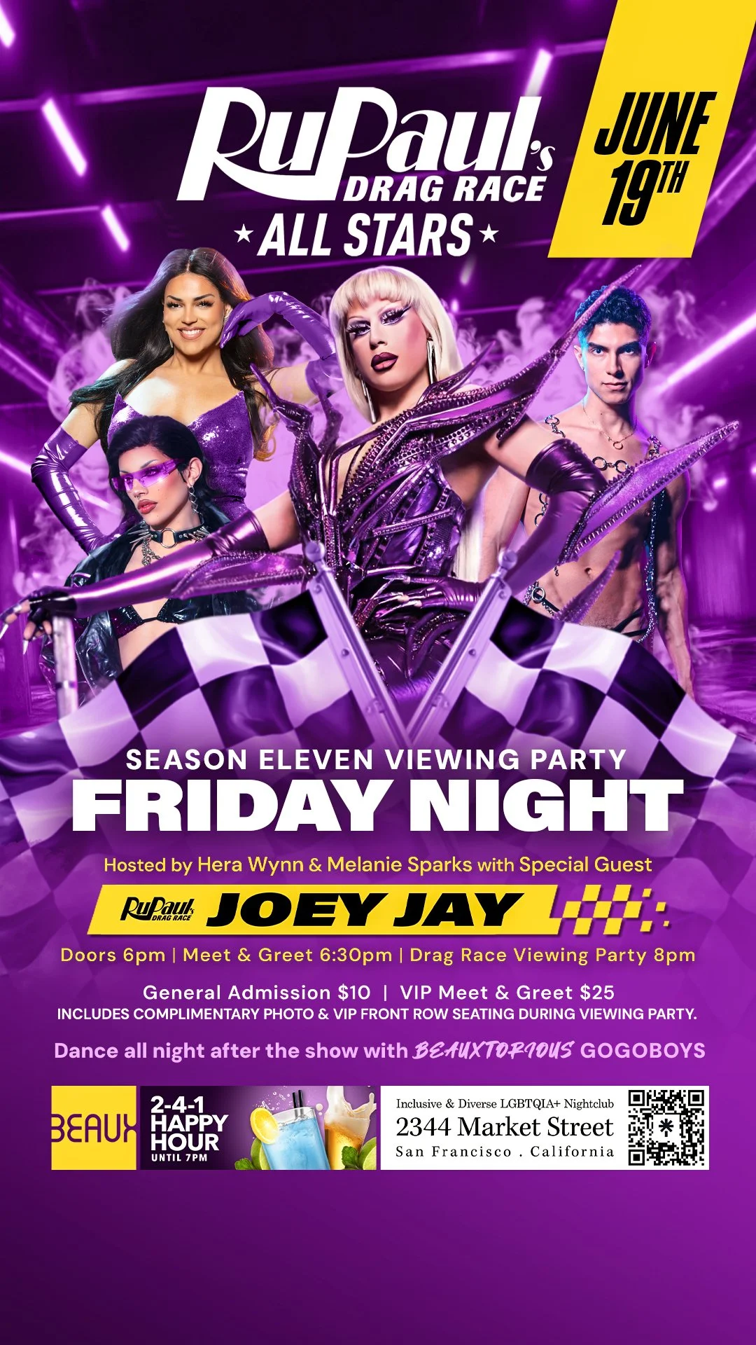 Friday, June 19: JOEY JAY @ Drag Race Viewing Party & BEAUXTORIOUS Afterparty Fridays