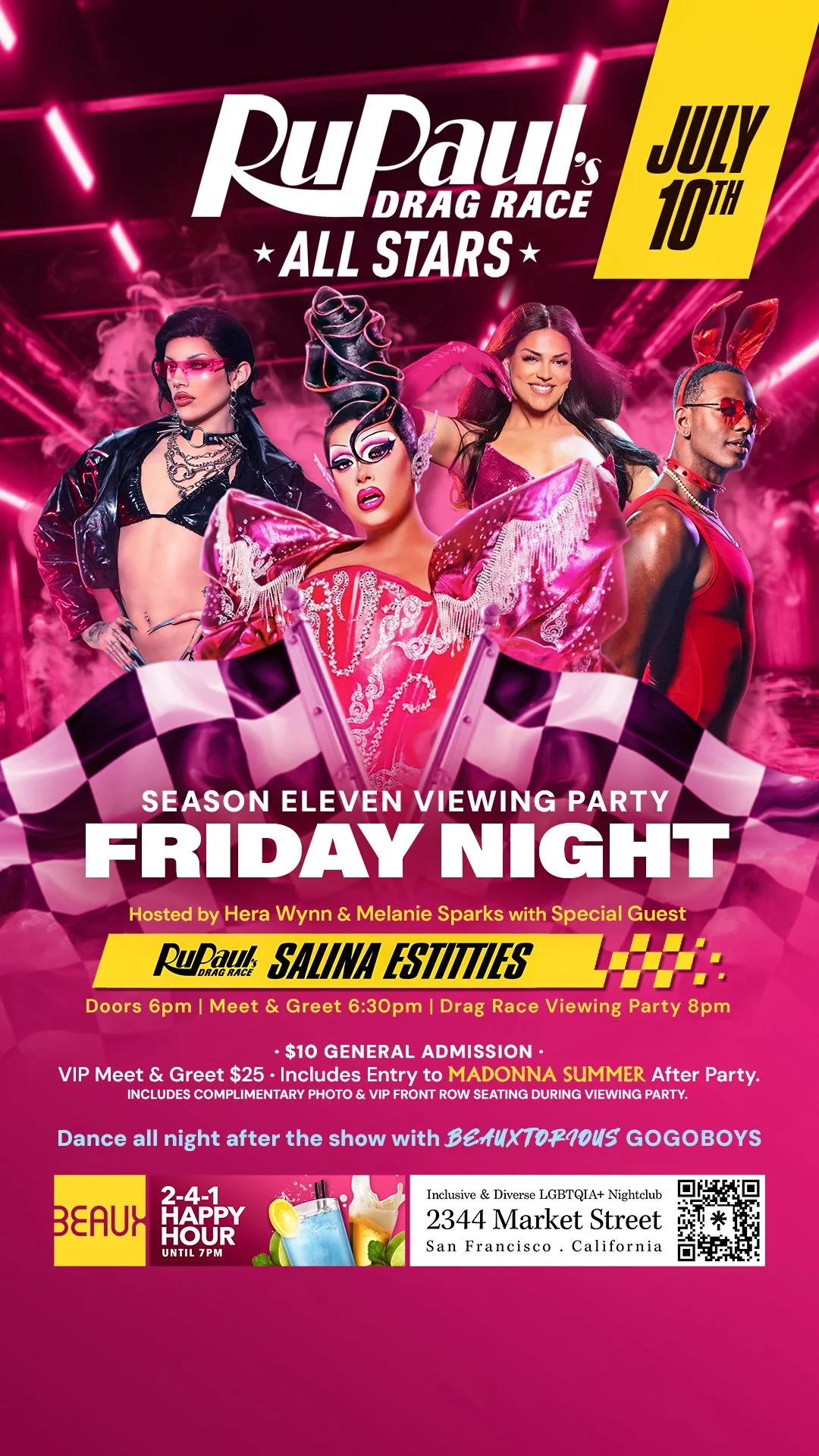 Friday, July 10: SALINA ESTITTIES @ Drag Race Viewing Party Fridays