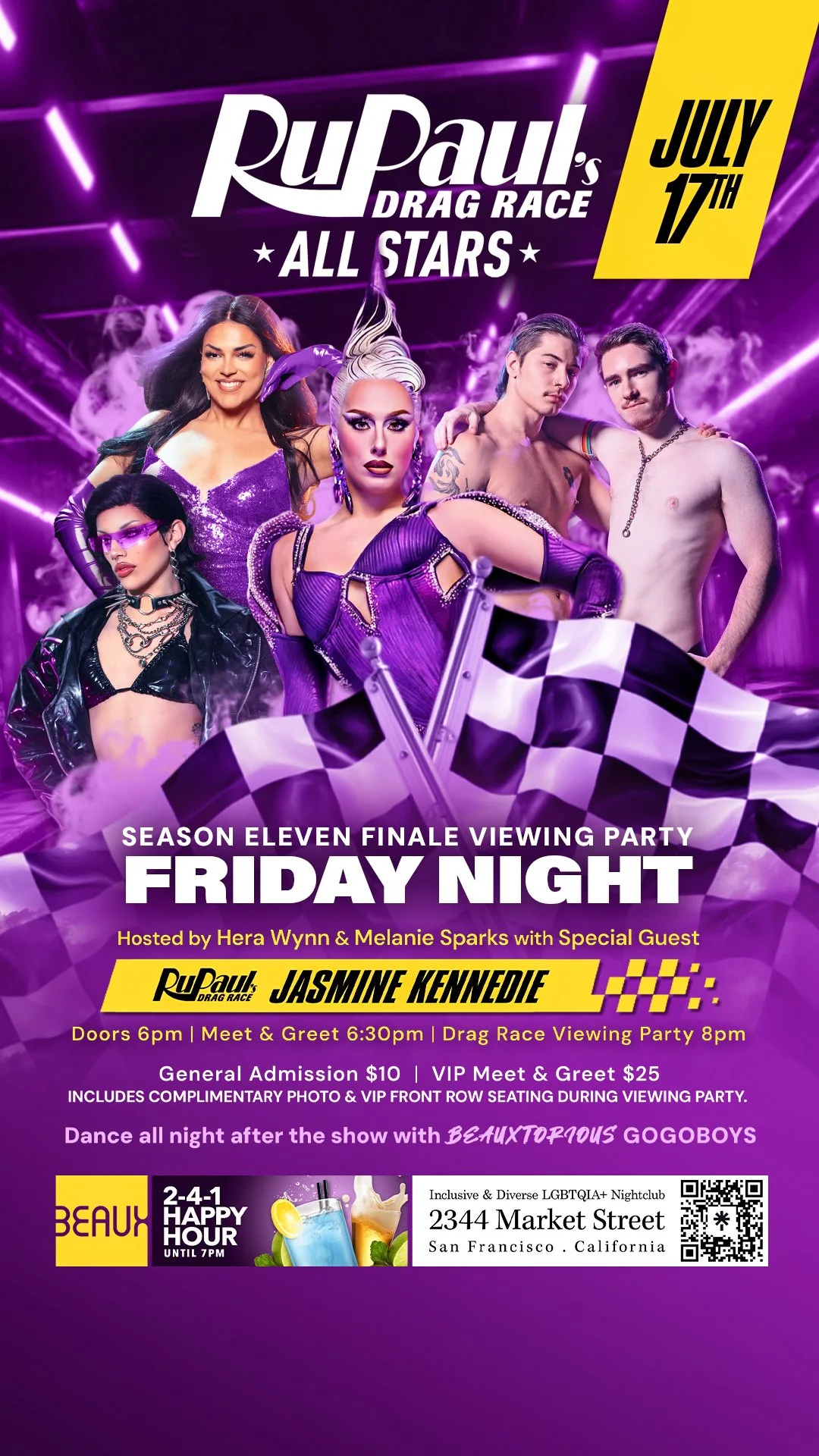 Friday, July 17: JASMINE KENNEDIE @ the *FINALE* of Drag Race All Stars 11 & BEAUXTORIOUS Afterparty (Until next season...)