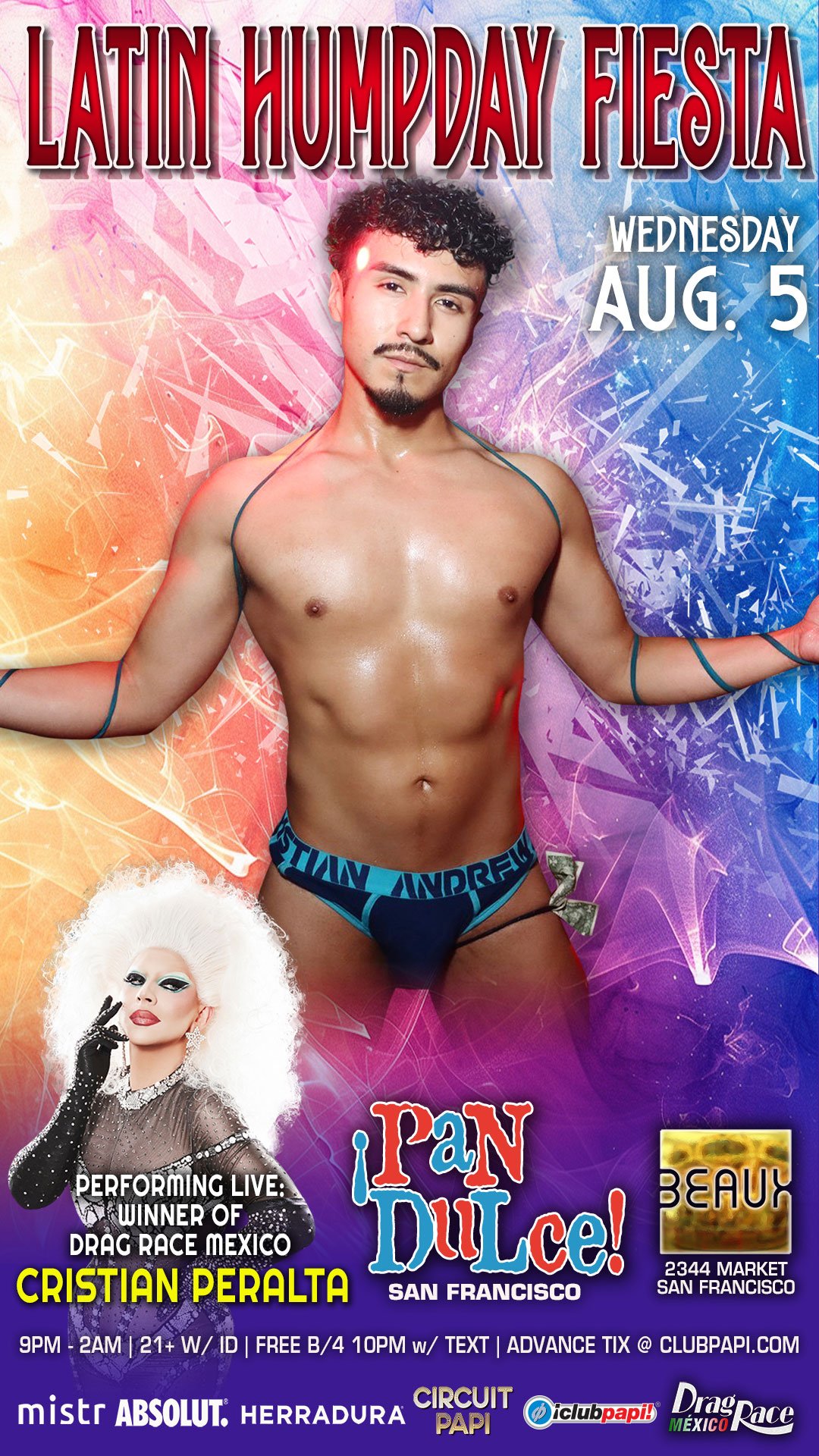 Wednesday, August 5: CHRISTIAN PERALTA (RPDR Mexico) @ Pan Dulce Wednesdays (Latin Night)