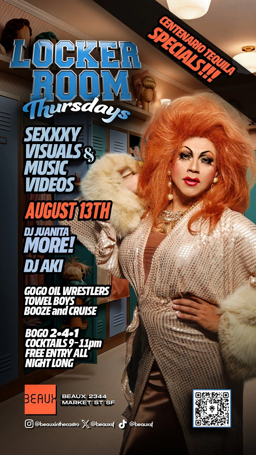 Thursday, August 13: DJ JUANITA MORE! @ Locker Room Thursdays (GoGo Oil Wrestling Night)