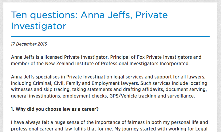 Read the full article Ten Questions: Anna Jeffs from Law Society New Zealand »