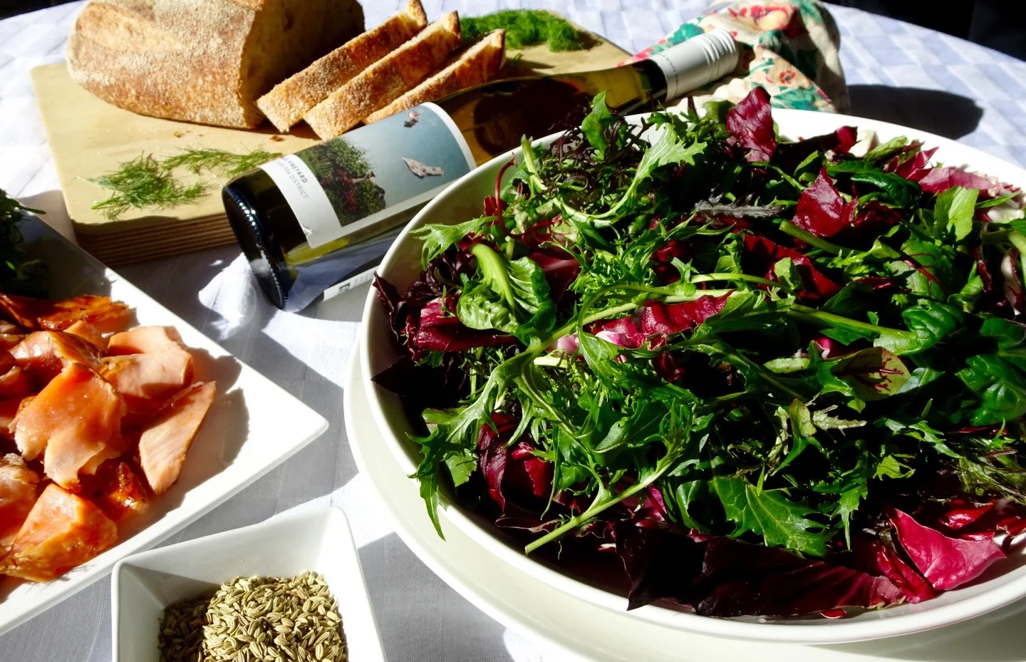 All the elements of the salad, ready to combine