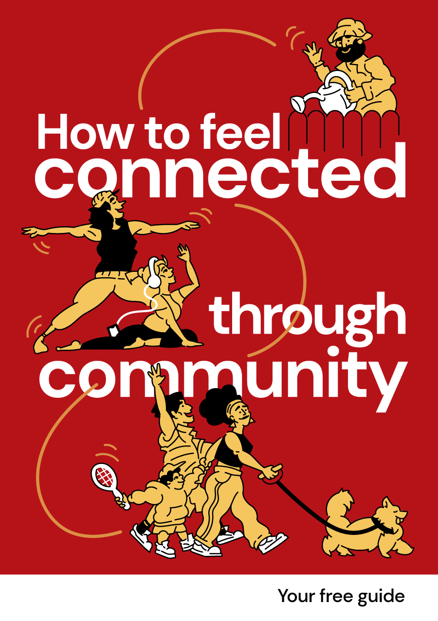  HOW TO FEEL CONNECTED THROUGH COMMUNITY is an Australian Red Cross booklet that explores loneliness in adulthood, and offers solutions for those feeling disconnected. The fully-illustrated 12-page guide features several articles, a quiz, a big commu