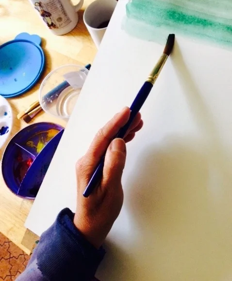 Testing out the art materials.