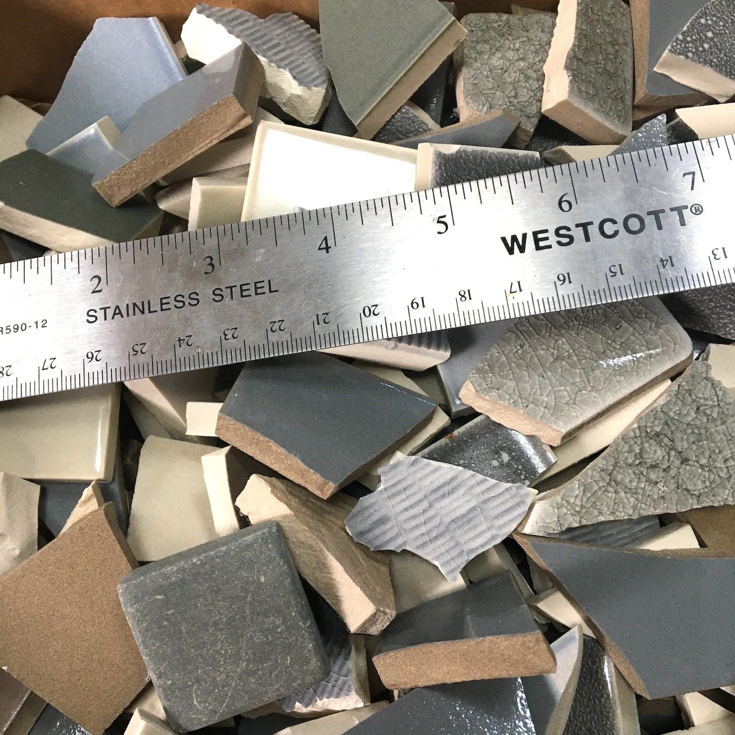NEUTRAL COLORS collection of tile pieces, broken and ready for mosaic