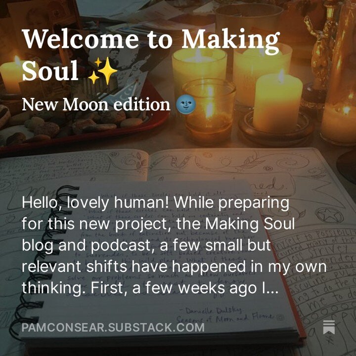 I'm setting up my new writing home on Substack. Come on in! https://pamconsear.substack.com/
#soulmaking #newmoonedition #lookinwardfirst #slowdown #tunein