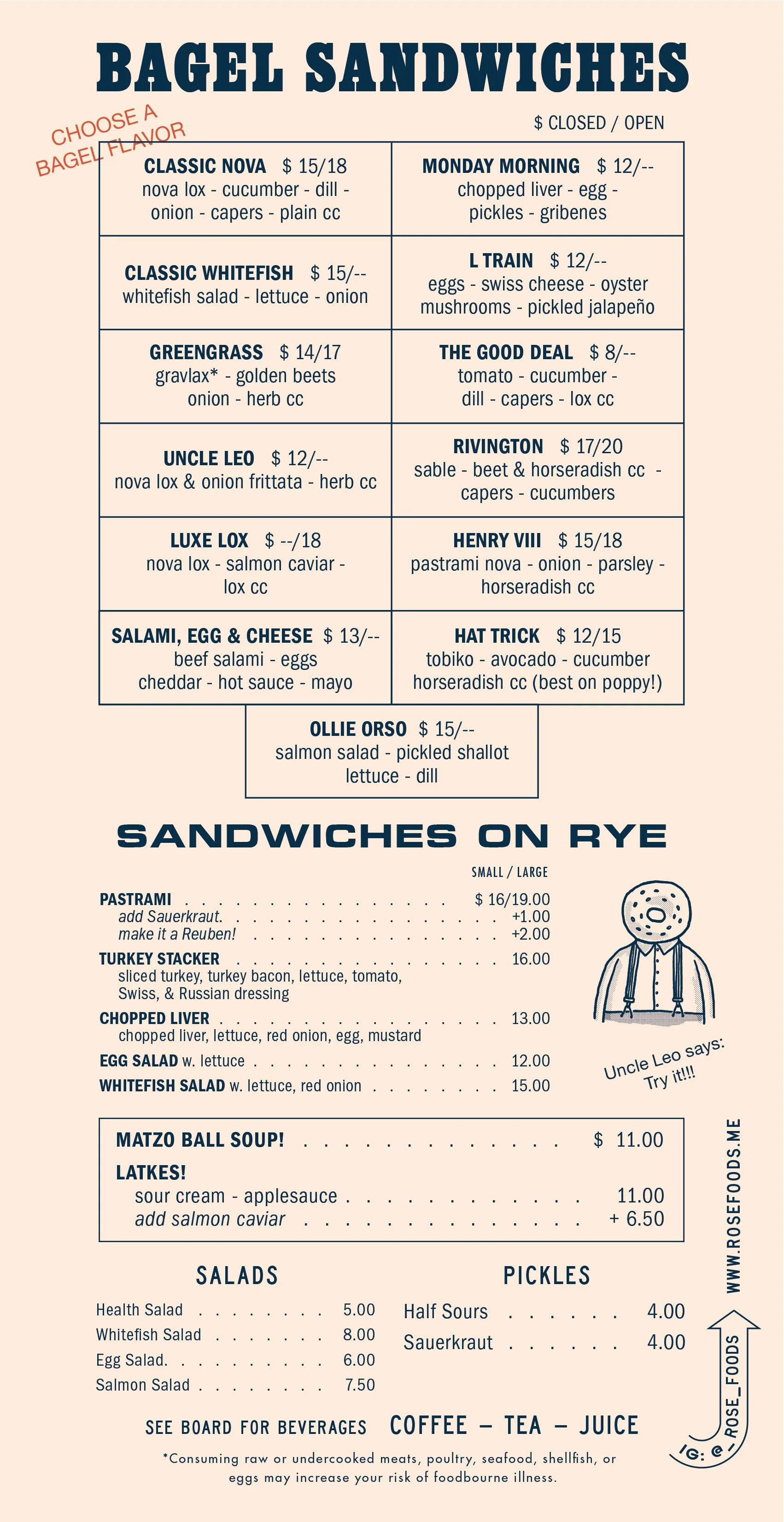 Plus Store Menu Rosedene Menu — Rose Foods