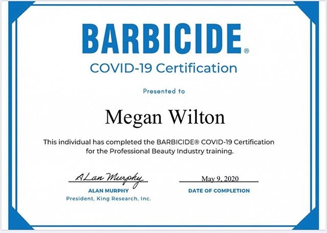 Back in May I completed the &lsquo;Barbicide Covid-19 Certificate&rsquo;. Preparing for when I am able to re open with covid-19 knowledge to keep my clients and myself safe. 🦠 
#barbiside #barbisidecovid19 #barbisidecovid19certification