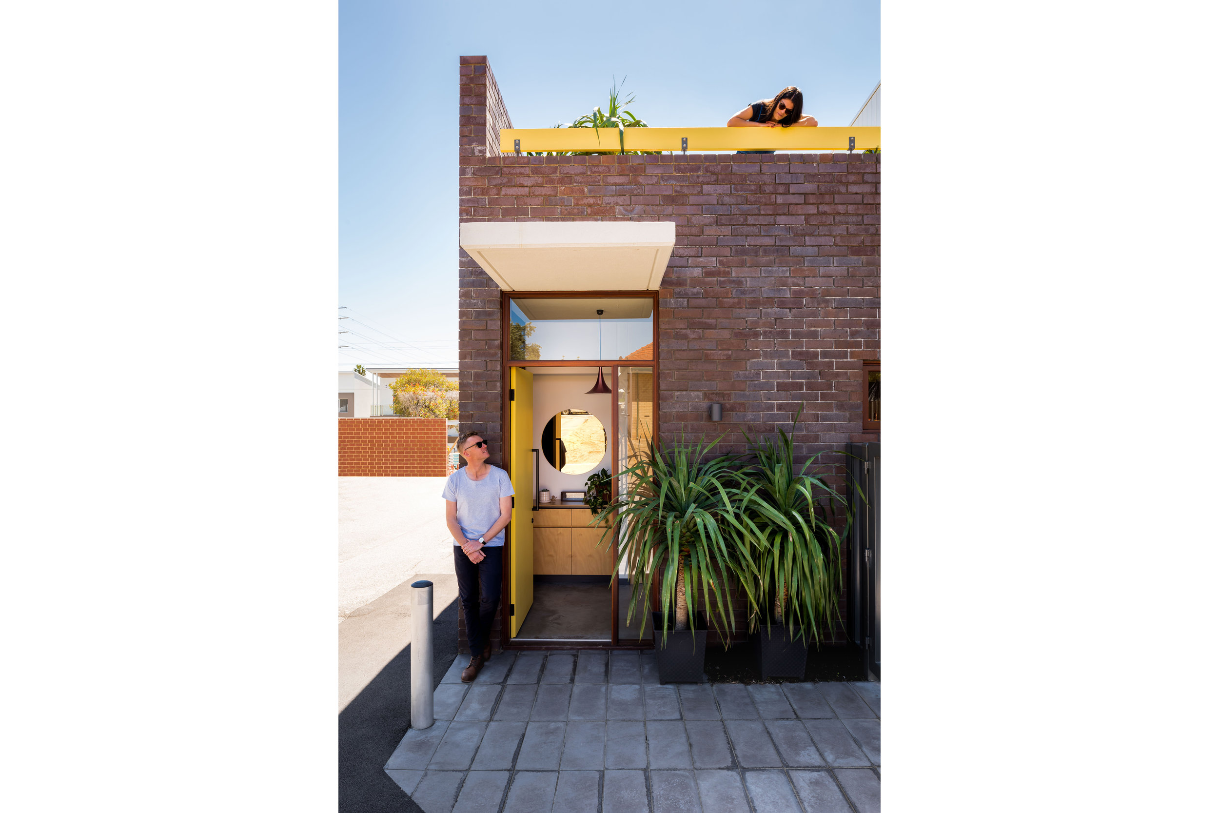 Dolce Ln. This home proves that a generous sized home can be achieved on a small inner-city block for a modest budget. A young couple working on the mines sought an urban home that was robust enough to lock up and leave for their stints on site, but warm and inviting to serve them during their breaks in Perth. The site was small, nestled behind a period home in North Perth on the corner of a rear lane. The design employ solutions to provide the indoor and outdoor spaces to serve the family, while maximising access to North light, the views and the landscaping. A roof deck leads off a second living space upstairs creates additional livings spaces on this small block. The location adjacent the intersection of a lane allows this deck to open to the views and the breezes, while a perforated screen wall provides privacy to the front neighbour.