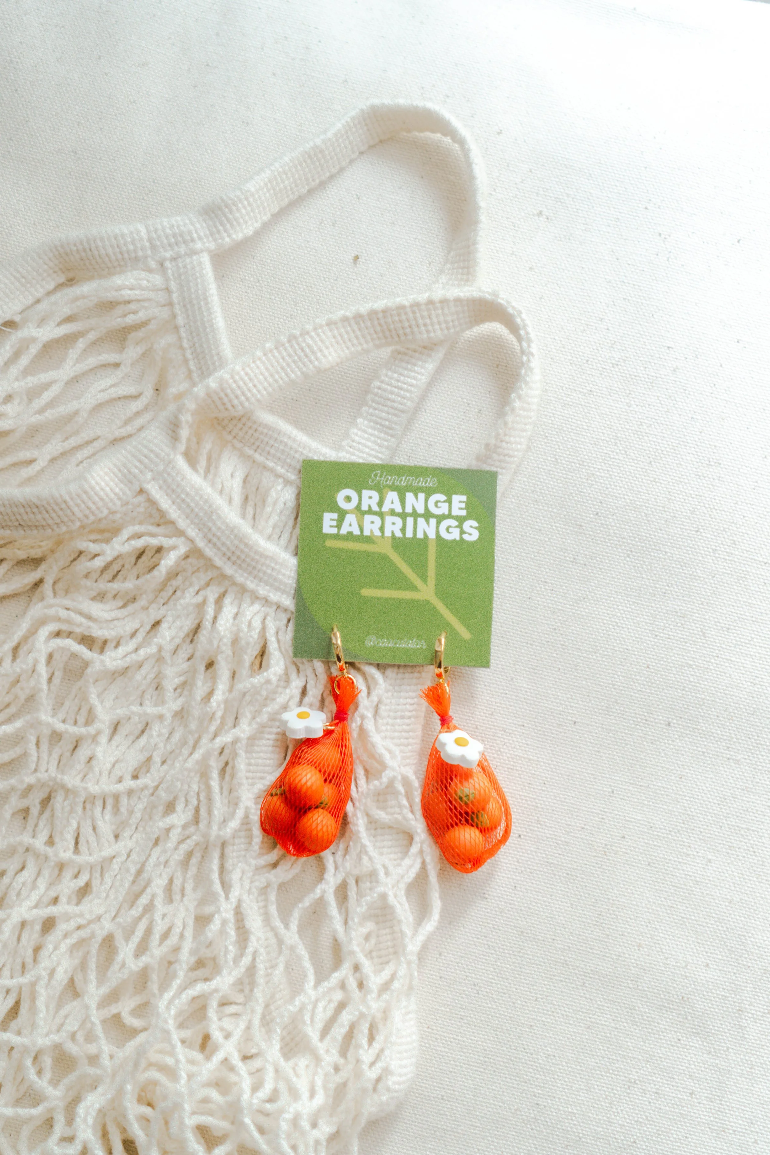 Orange Net Earrings