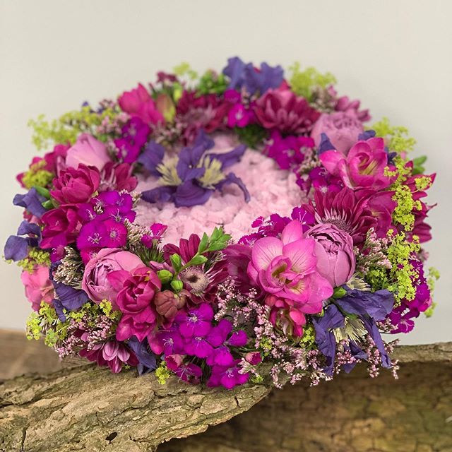 Something a little different for a bridal bouquet. 🙂 Pinks and purples with a light pink textural centre. #bridalflowers #pink #purple #raspberry