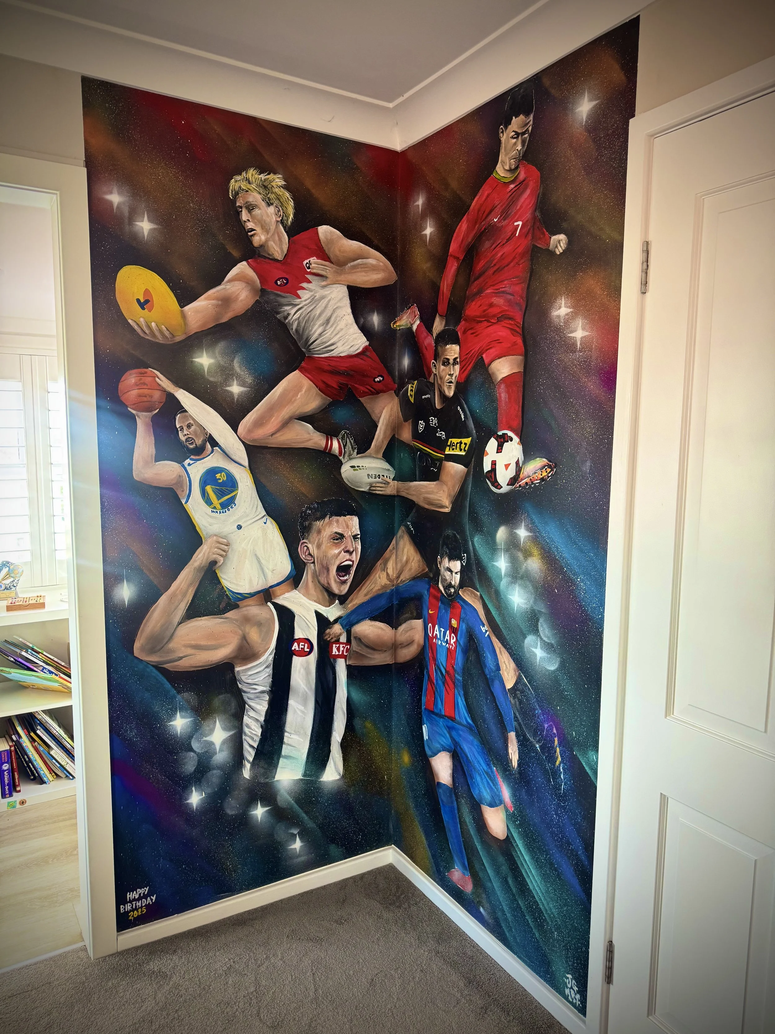 Sports Mural painted for Kids Bedroom in Bars Beach