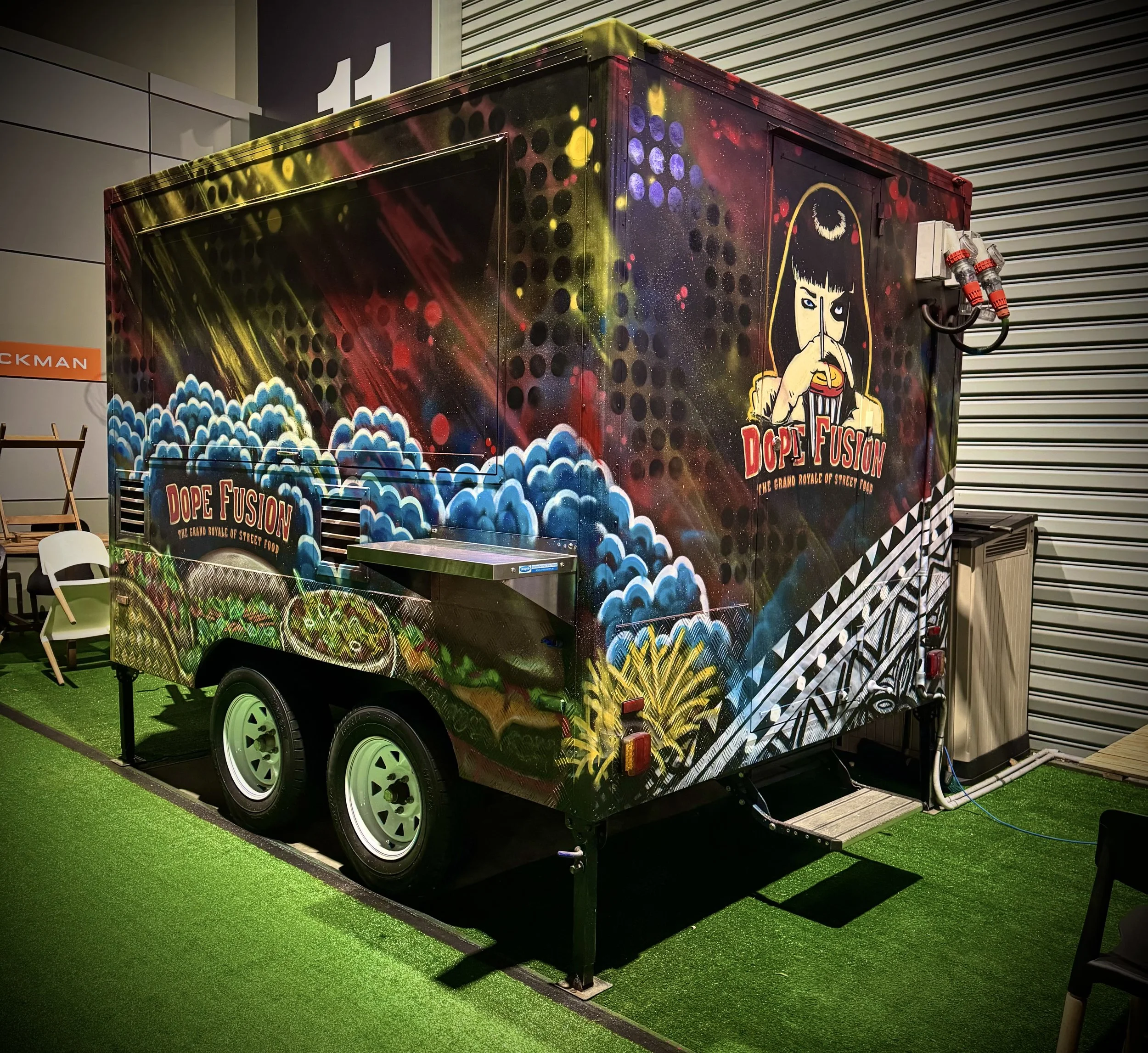 Food truck Mural painted for Dope Fusion food truck outside Precision Golf Cromer on the Northern Beaches.