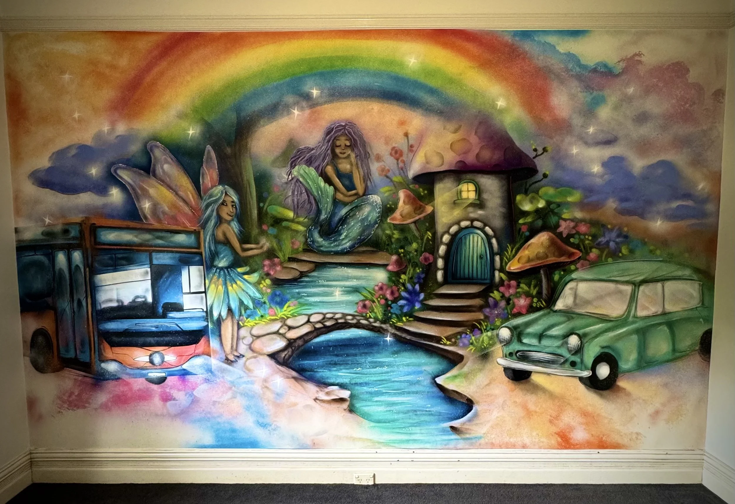 Fairy Mermaid Fantasy Rainbow Candy mural for Kids bedroom in Haberfield Sydney