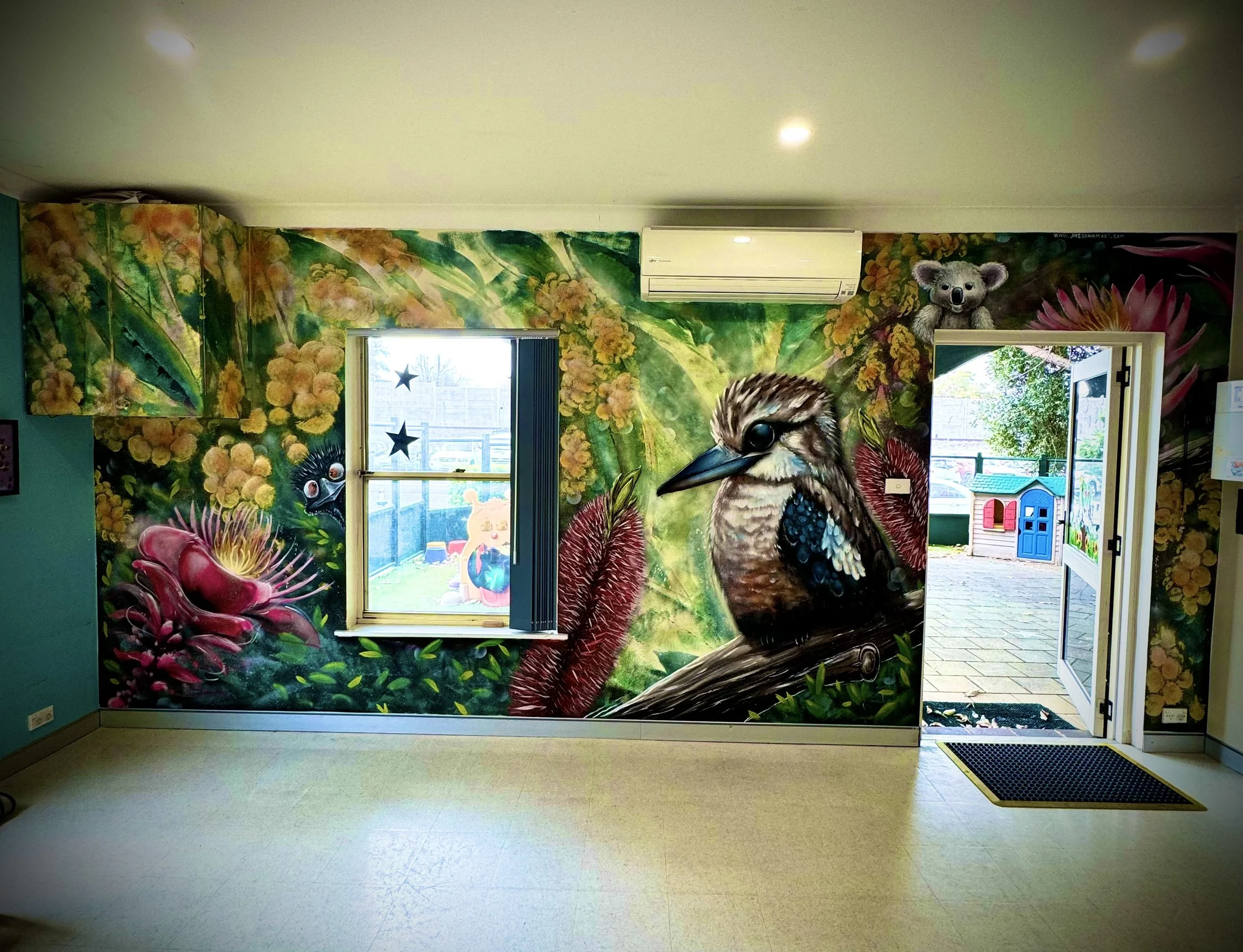 Native Kookaburra Mural painted for Uniting in Cabramatta Sydney.