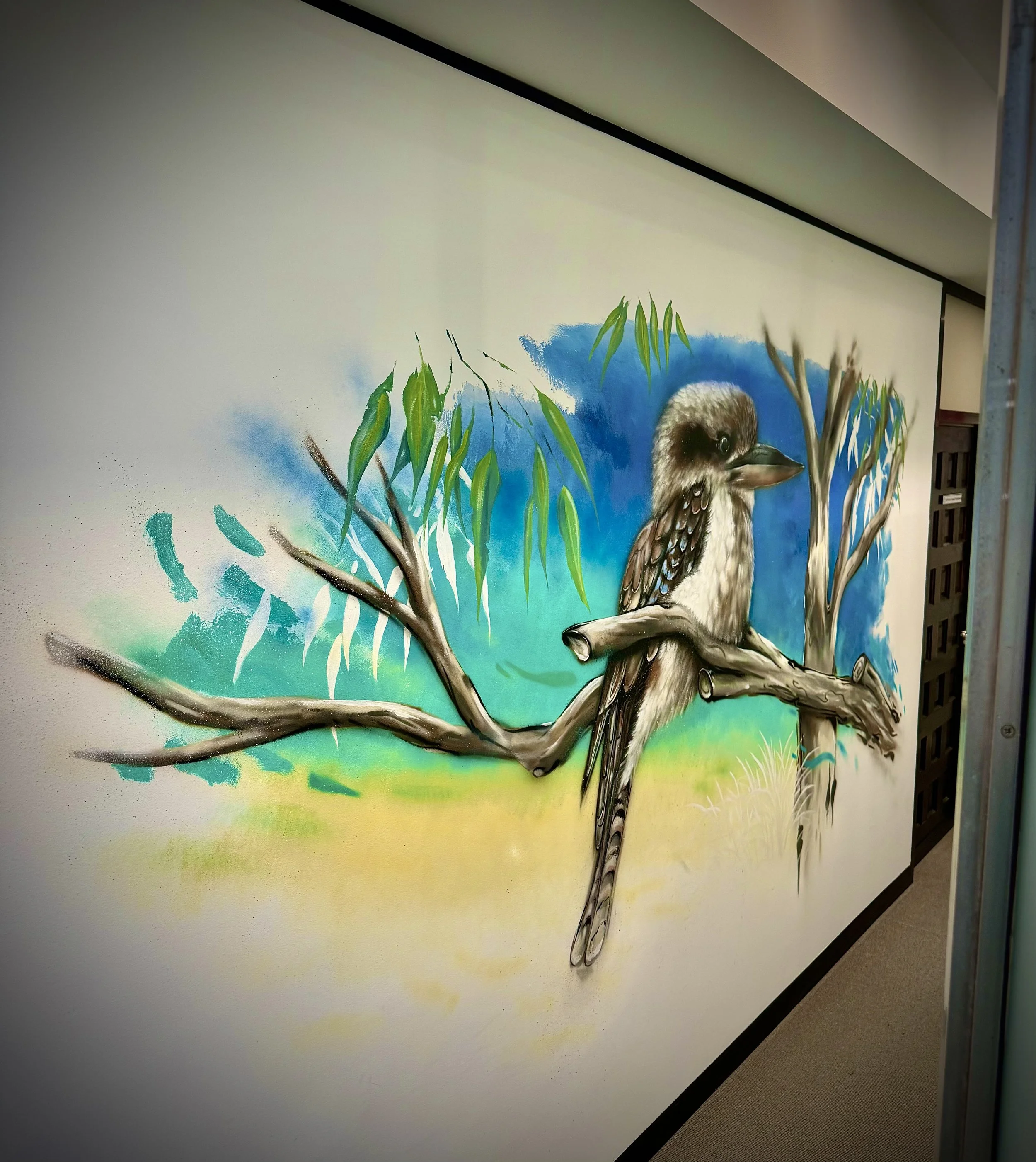 Tropical Kookaburra Mural painted for Family Psychologist in Newcastle.