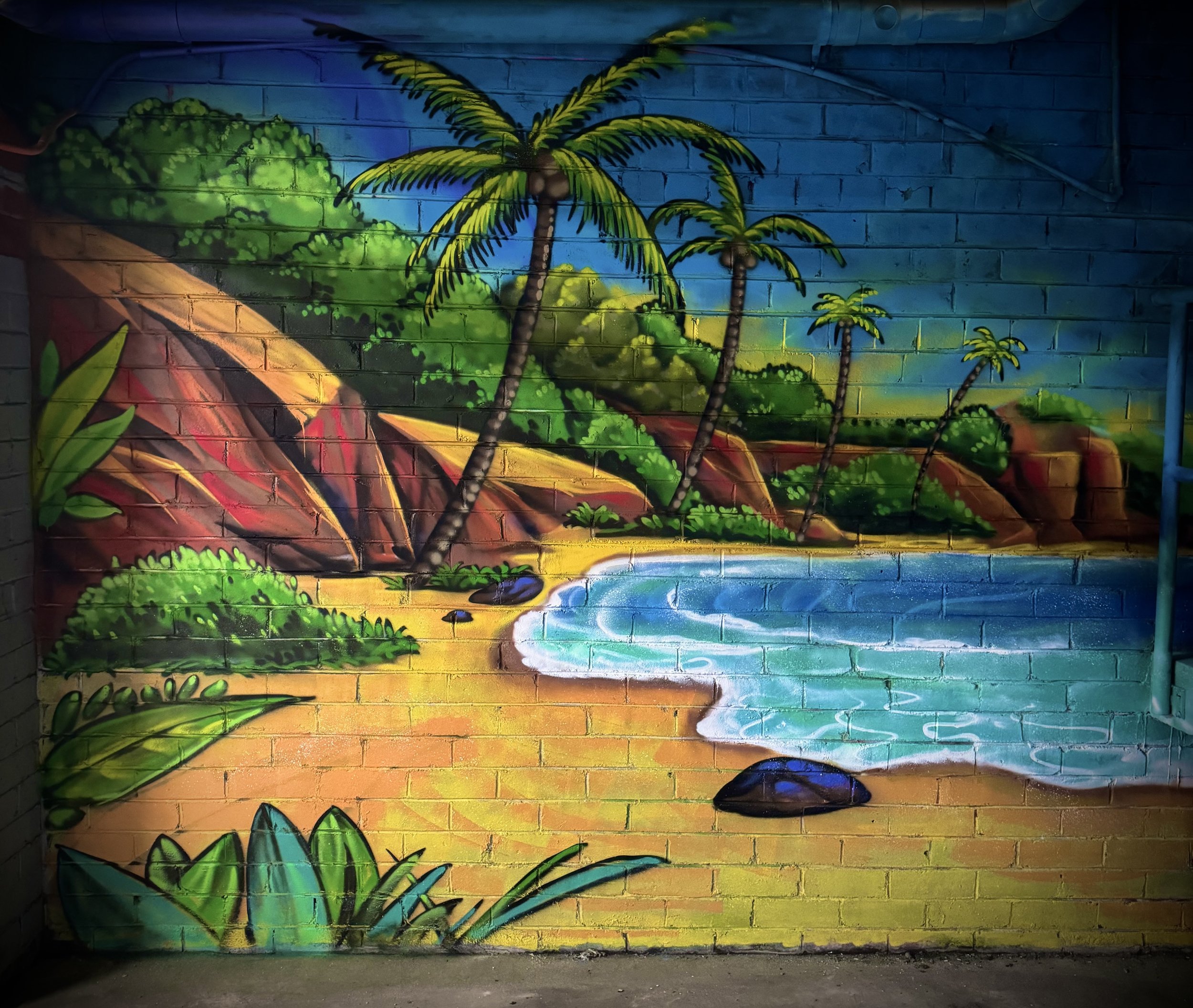 Tropical Beach Mural in Brookvale on the northern beaches. 