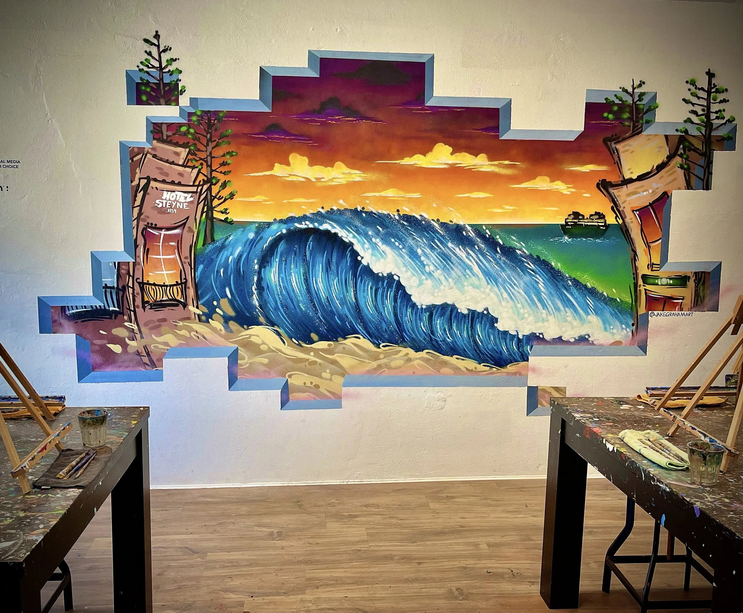 3D Beach Mural for Pinot Picasso Manly on the Northern Beaches.