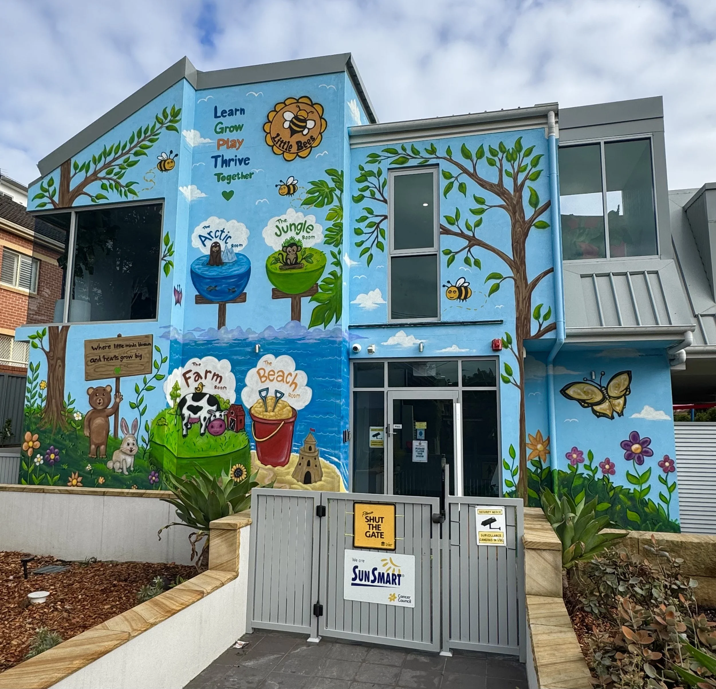 Cartoon Family Friendly Mural for Childcare, in Burwood. 