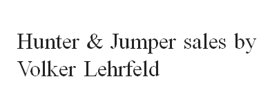 Hunter & Jumper sales by Volker Lehrfeld