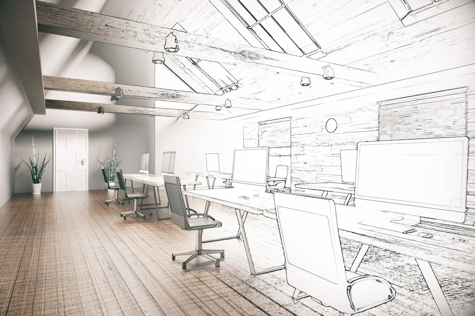 a new office from concept drawing is build and ready to be moved into by a small business.jpg