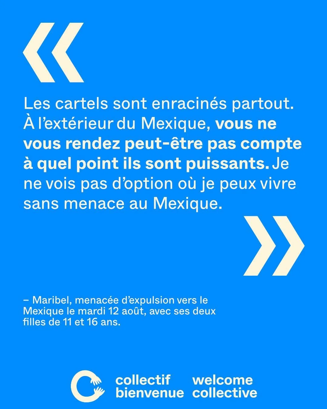 Le Collectif Bienvenue appelle une fois de plus notre communaut&eacute; &agrave; se mobiliser en solidarit&eacute; &mdash; cette fois avec Maribel, une m&egrave;re c&eacute;libataire, et ses deux filles, menac&eacute;es d&rsquo;expulsion vers un pays