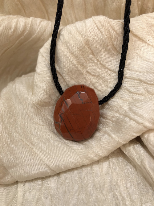 Red Jasper Pendant with Black Nylon 