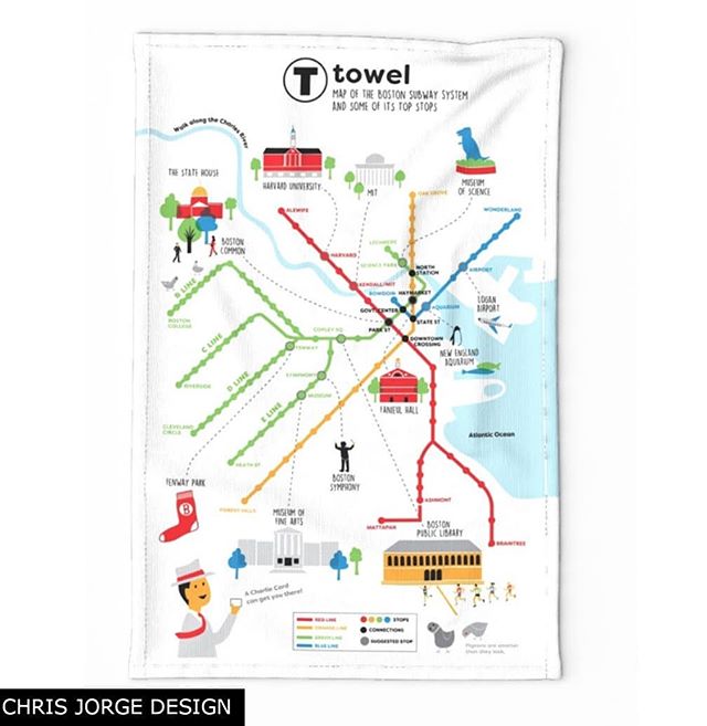 The subway system in Boston is referred to as the &quot;T&quot;. So my punny self came up with this &quot;tea&quot; towel. Yea. I know. Groan-worthy humor.

l'm figuring this would be a nice gift for yourself or your Boston friend or anyone intereste