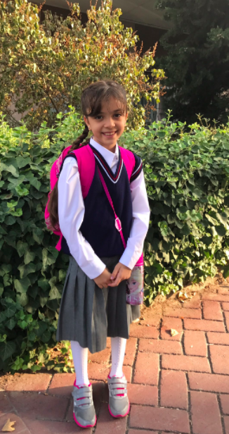 Bana on her first day of school in Turkey (Courtesy of Bana Alabed Twitter).
