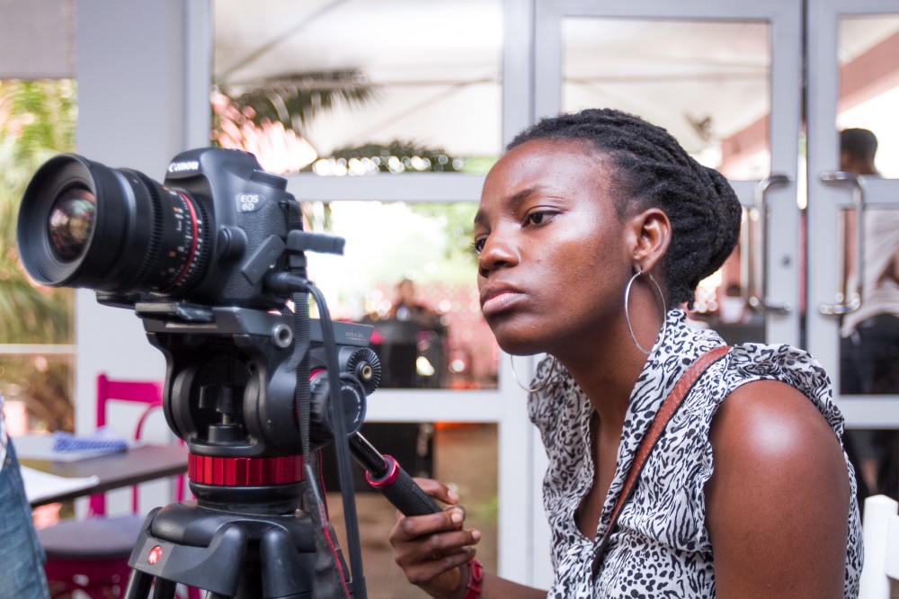 Ema Edosio on a shoot.