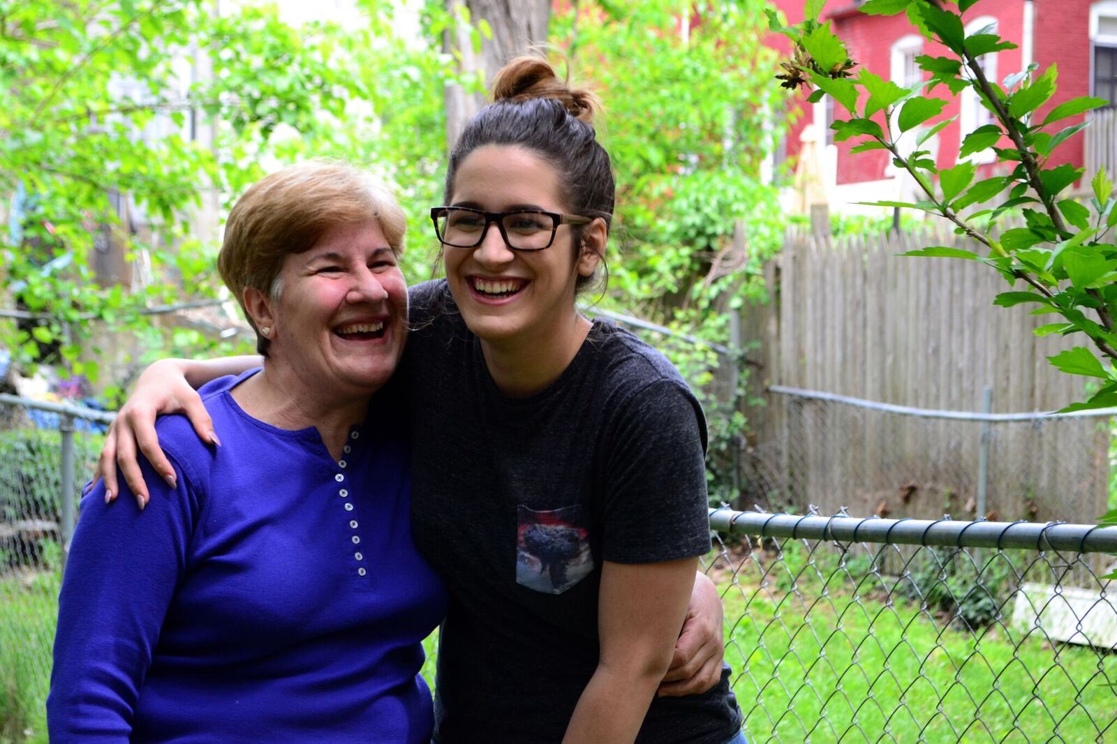 Monica and her mother at their home in Lancaster, PA. (Courtesy Hannah Orenstein / Malala Fund)