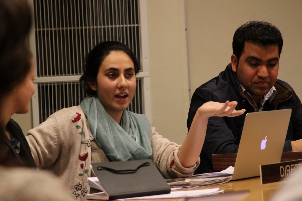 “I need the help of everyone in this room to help the millions of students who are out of school. Students who want to be lawyers, artists, doctors, teachers and dancers.” (Courtesy of Tess Thomas / Malala Fund)