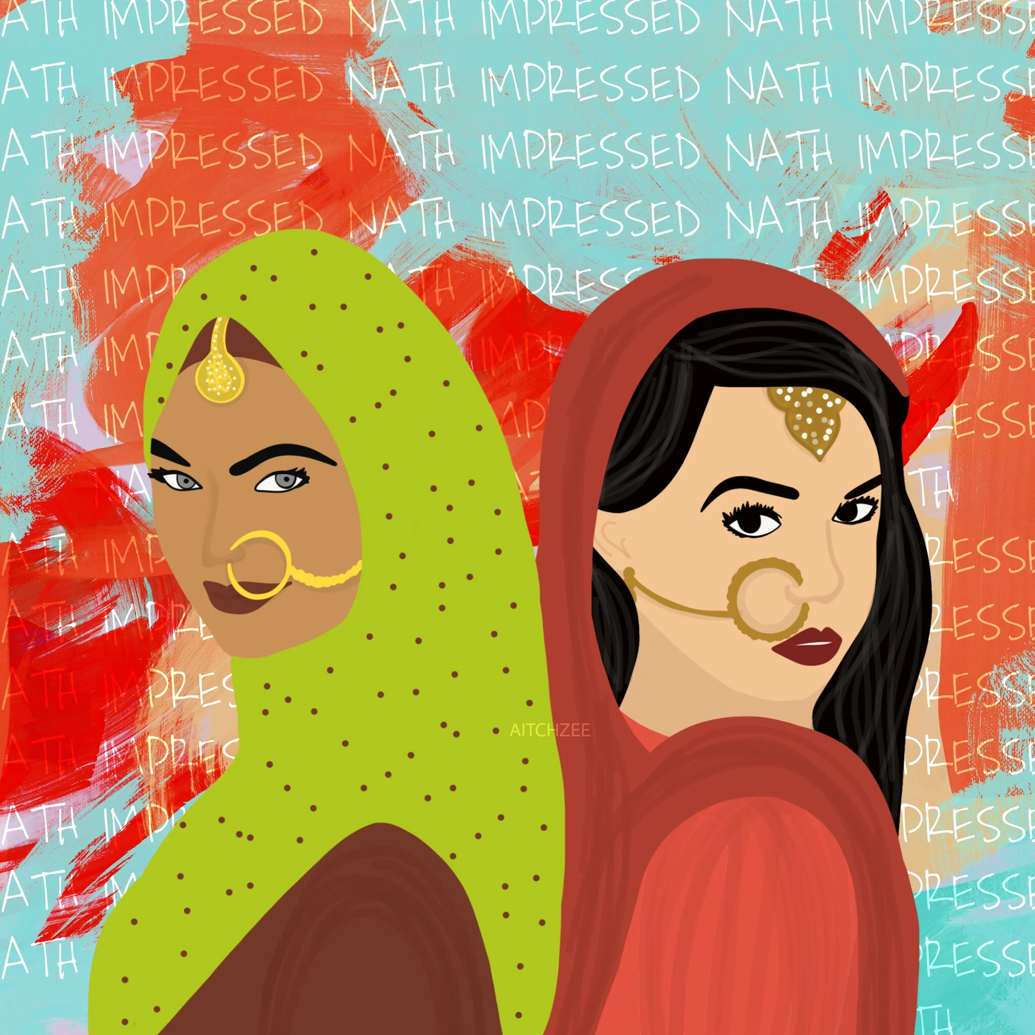 #NATHimpressed is an illustration made in response to commercialisation and appropriation of South Asian culture. (Courtesy of @aitchzee / Instagram)