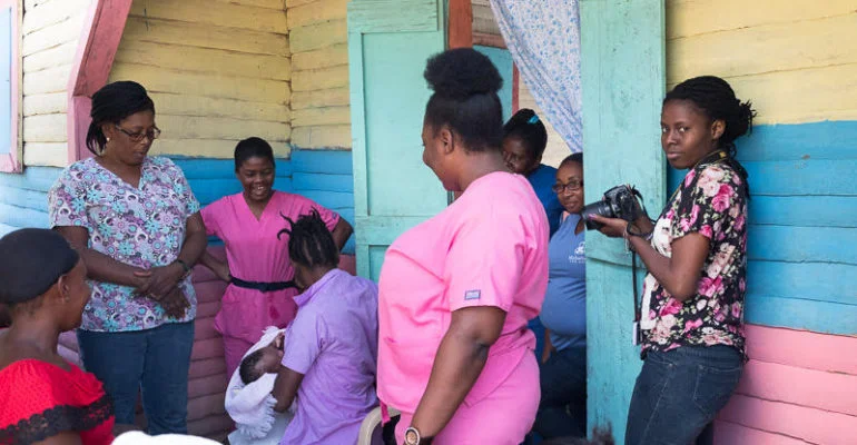 Phalonne Pierre Louis on assignment for Midwives for Haiti (Courtesy of Midwives for Haiti)