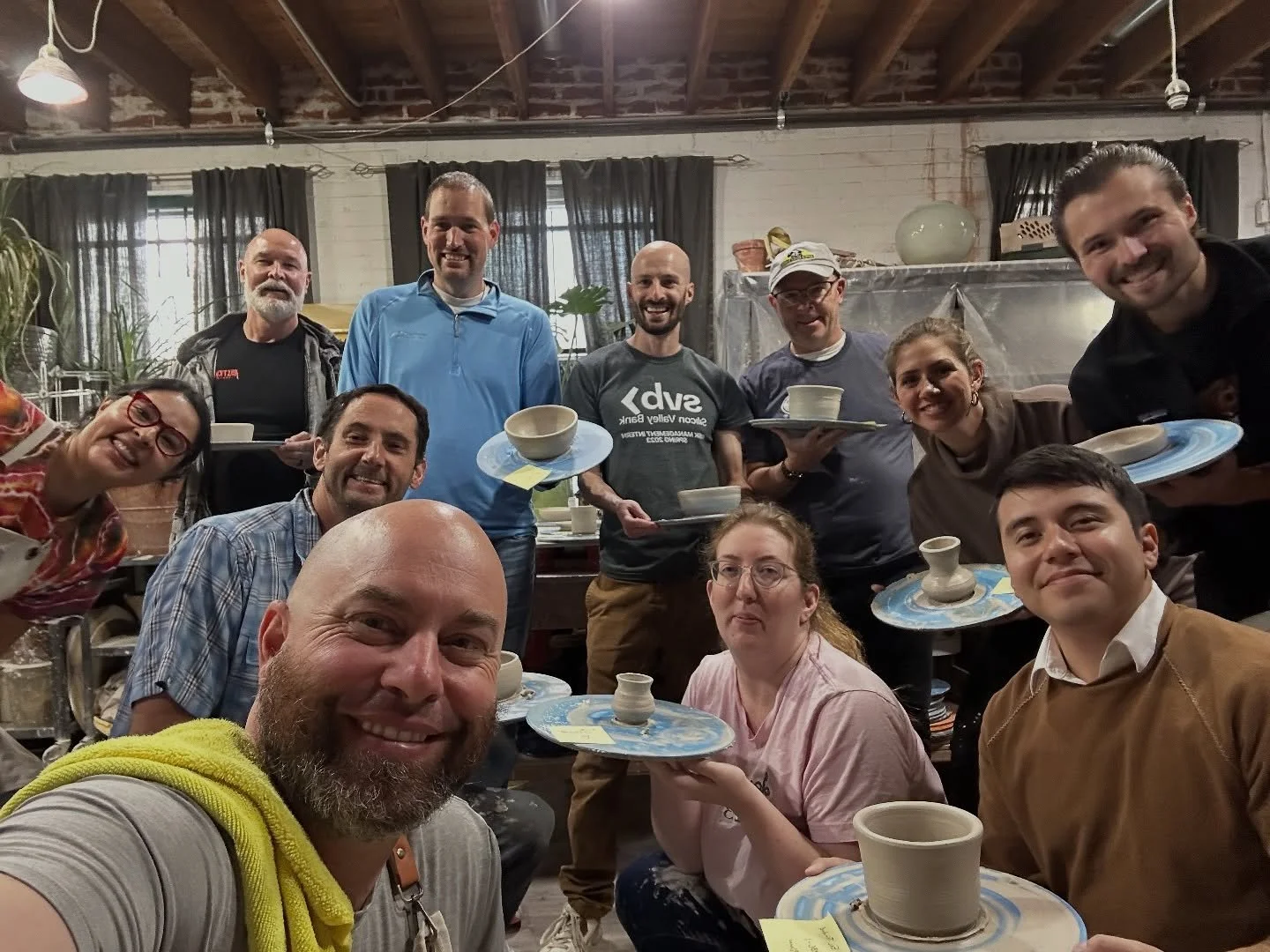 We had an amazing time hosting a private event at the studio yesterday. Many of whom were first-time wheel throwers, created some fantastic pieces. They will dry, we will clean the foot up, and dip them in the glaze colors they choose.
•
 Lookin