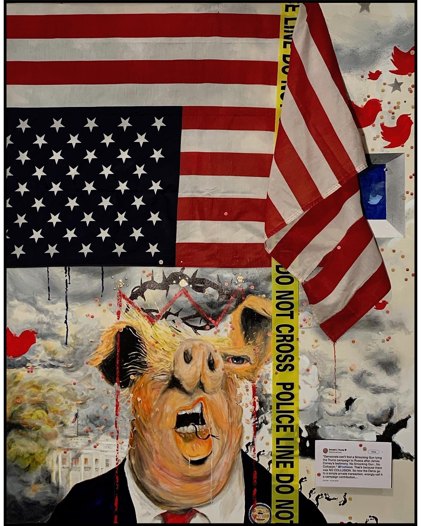 &ldquo;Wrath&rdquo; by Tim Atseff http://timatseff.com/
Wrath is one painting representing the Seven Deadly Sins, A Trump Dystopian Heptology series. It has been shown in Washington, Syracuse and opens at the University Art Museum at Southern Illinoi