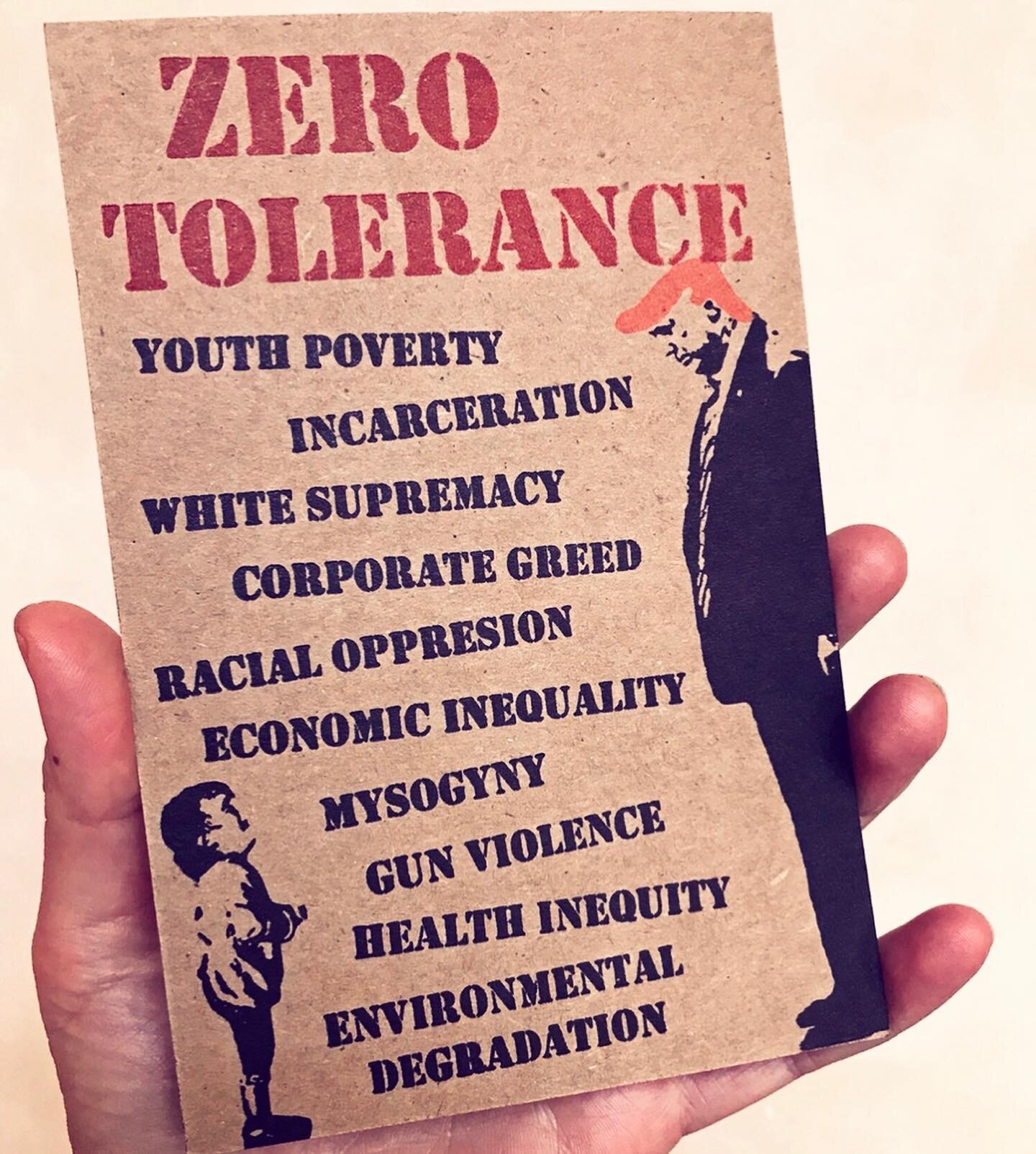 &ldquo;Zero Tolerance&rdquo; by Moira Garcia @moira.garcia.art
postcard handprinted on the letterpress and available by donation at @moira.garcia.art 
references Trump's 2018 immigration policy and illustrates the abominable ways in which the USA ran