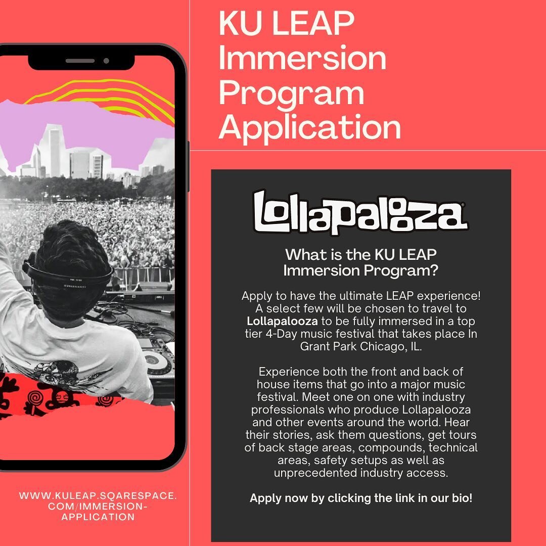 The 2023 KU LEAP Immersion Program Application is open now! Clink the link in our bio for more details regarding the program and the application process 🎸⚡️