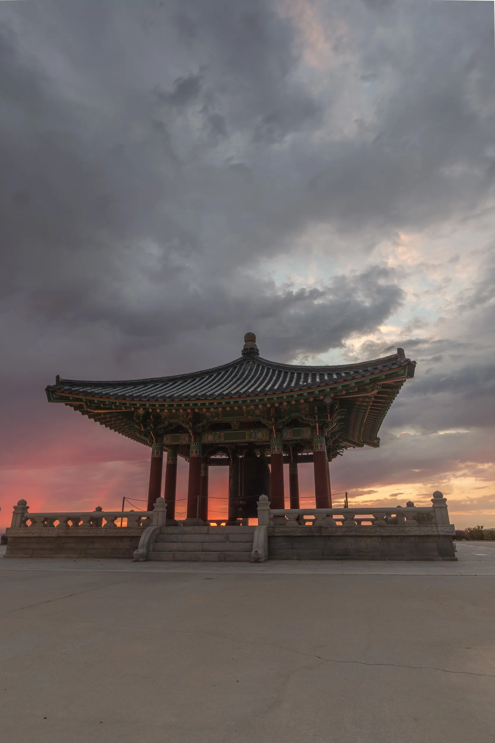 Symmetrical Architecture Composition of the Korean Friendship Bell Pavilion in San Pedro
