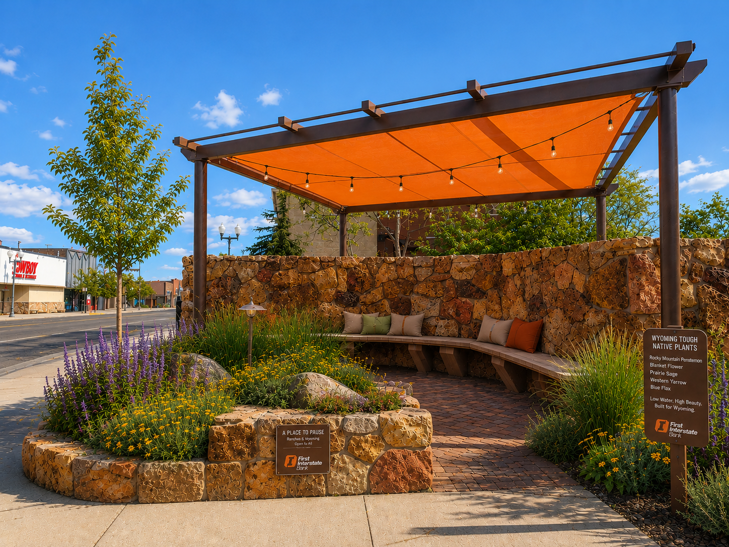 Ivinson plaza orange awning.png